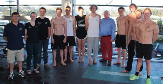 Working on deck with New Zealand's swim team