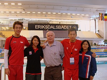 Bill with Singapore Team at FINA 2010 World Cup, Stockholm, Sweden